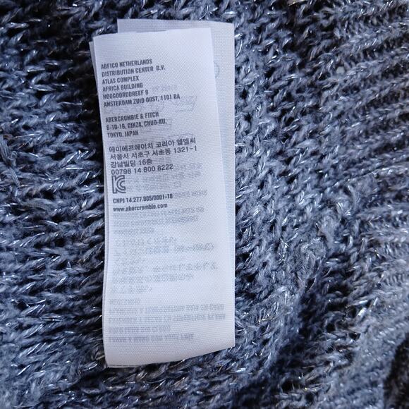 Hollister Grey Sparkle Knit Sweater Medium repaired bejeweled silver lightweight - Picture 10 of 16